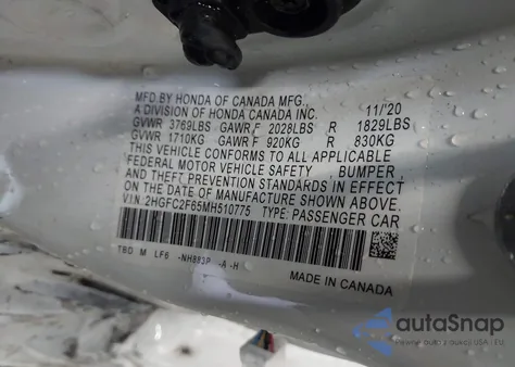 2021 Honda Civic Lx from USA, damaged, VIN 2HGFC2F65MH510775